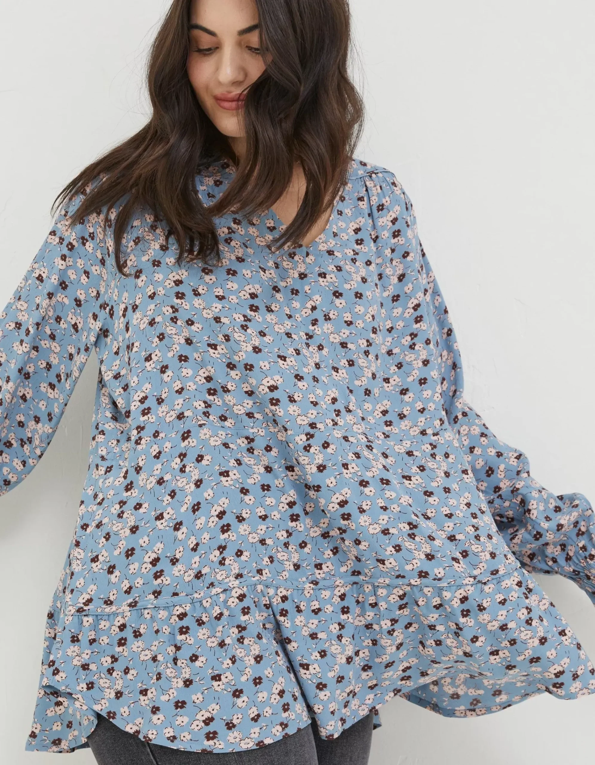 Dylan Tonal Longline Blouse