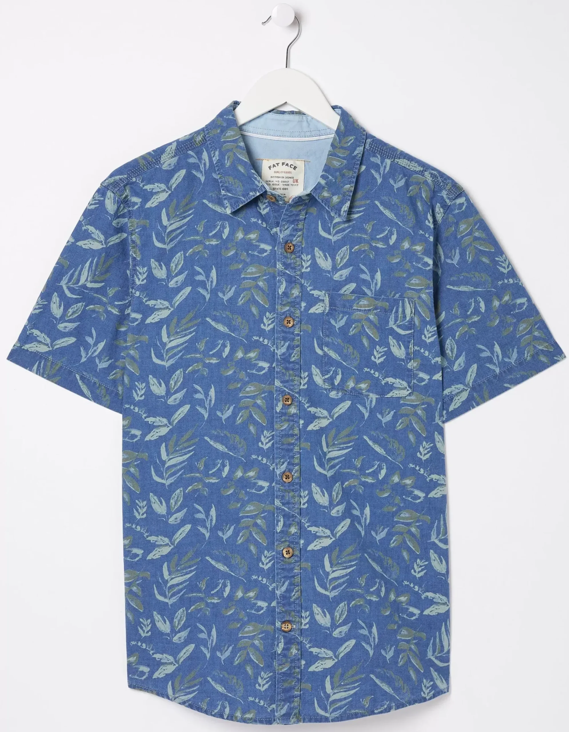 Indigo Leaf Print Shirt